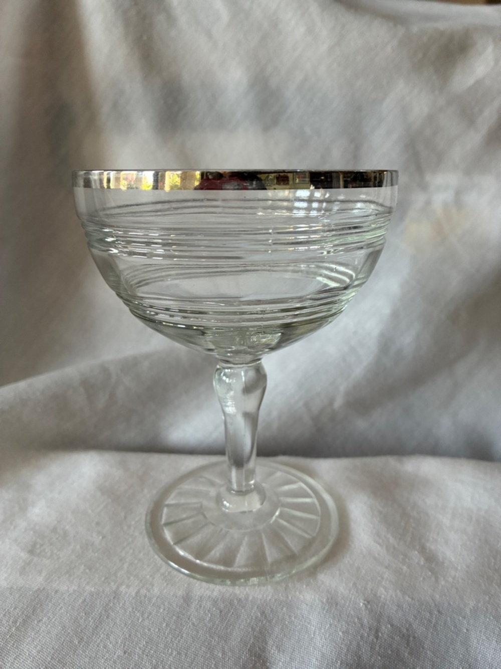 Vintage Silver-Rimmed Anchor Hocking Glass Coupe